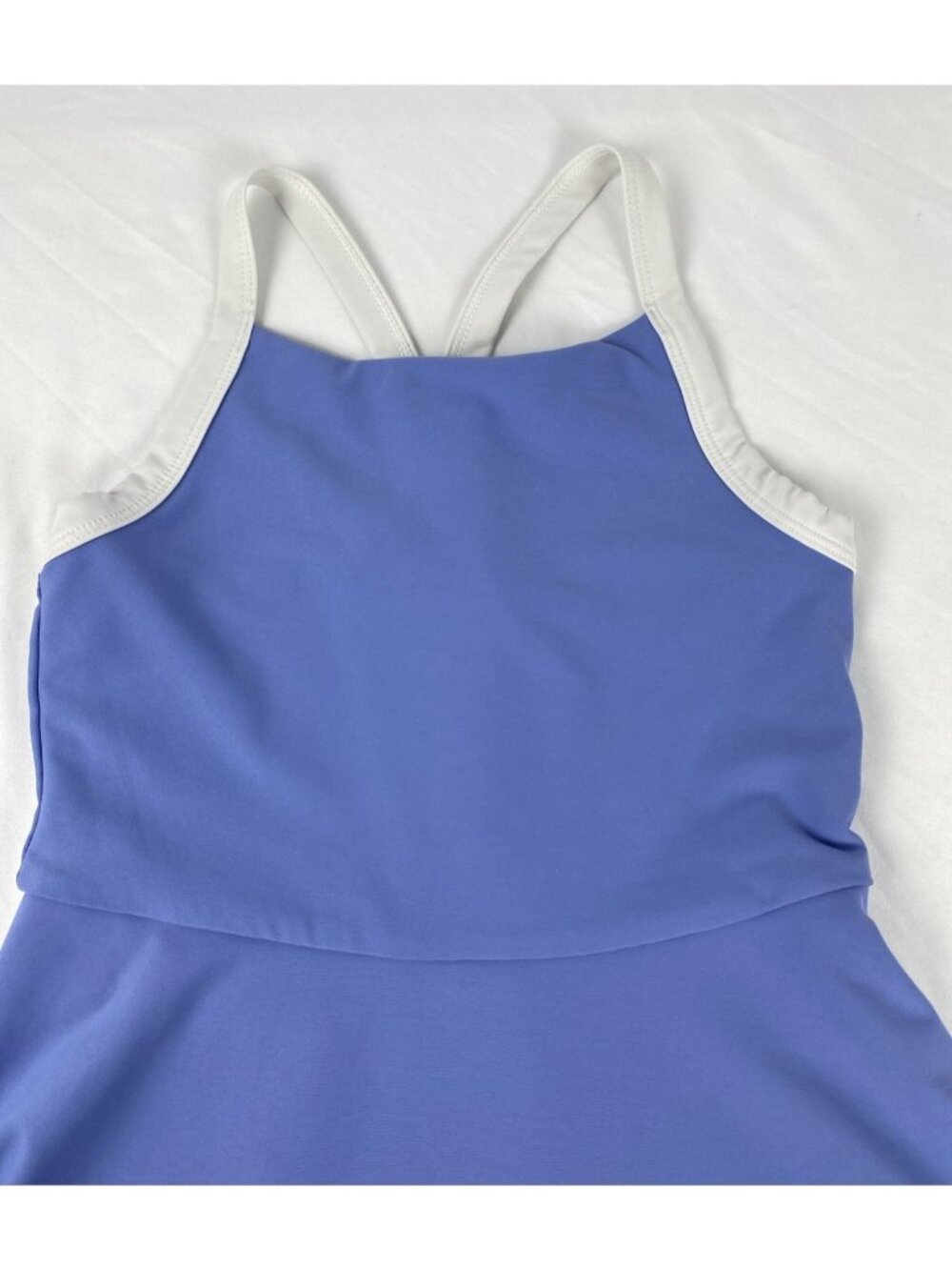 Old Navy Active Powersoft Tank Dress Built in Shorts Girls Size M 8 Blue/White - Picture 2 of 14